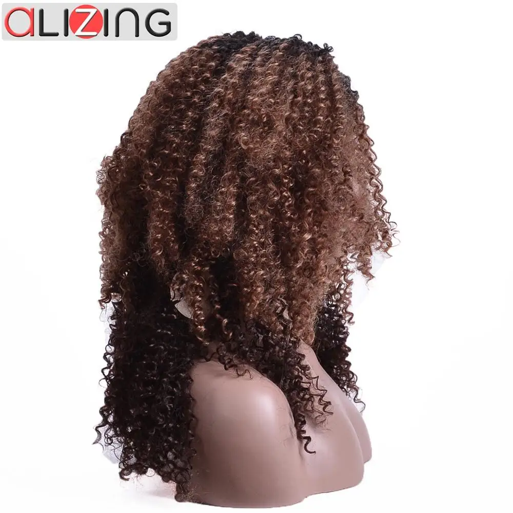 

Alizing Afro American Kinky Curly Long Wig Synthetic Black Omber Blonde Heat Resistant Cosplay Daily False Hair for Women