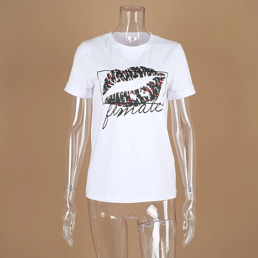 Женский Повседневный костюм белая футболка с коротким рукавом и леопардовой