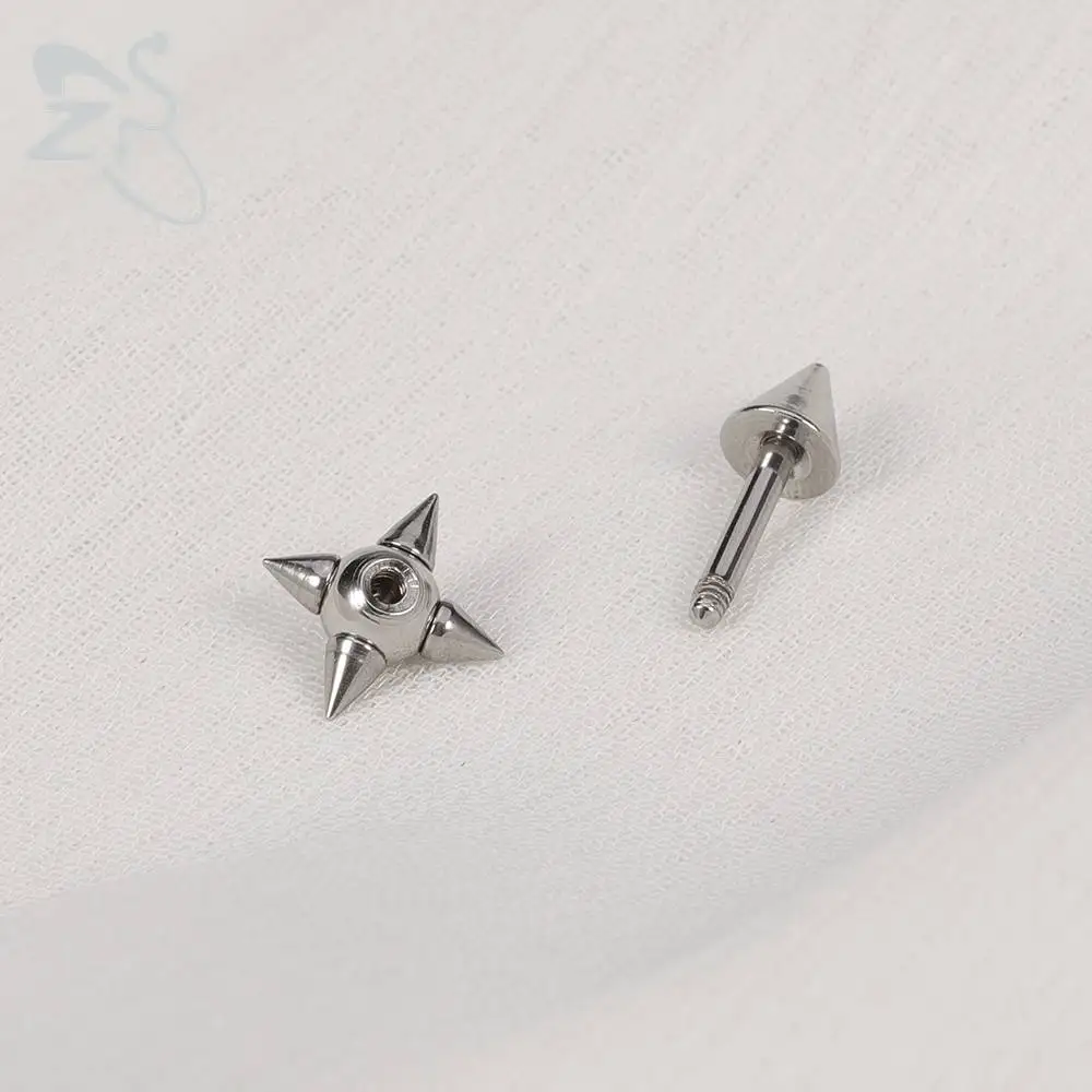 ZS 16 г остроконечные серьги гвоздики в стиле панк с фианитами для мужчин и женщин