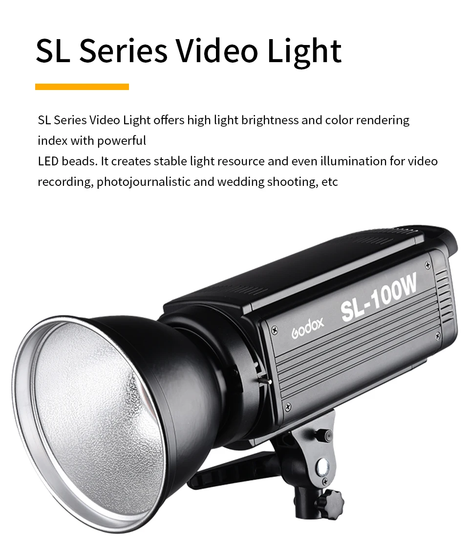Godox светодиодный видео светильник SL-60W SL-100W SL-150W SL-200W 5600K видео светильник непрерывного светильник на креплении Bowens для видеосъемки в студии Запись