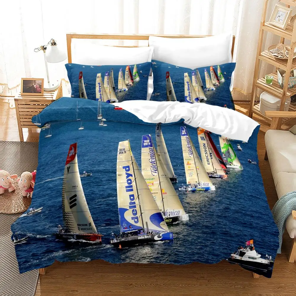 Duvet Cover Sailing Boat Ocean 3D Printed Bedding Set Quilt Pillowcase Single Twin Double Queen King Home Textile | Дом и сад