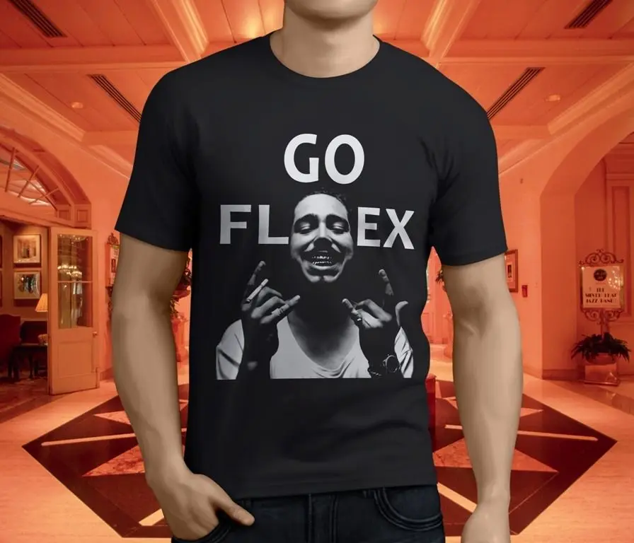 Новая популярная мужская Черная футболка Post Malone Rapper Go Flex размер S 3XL круглый вырез