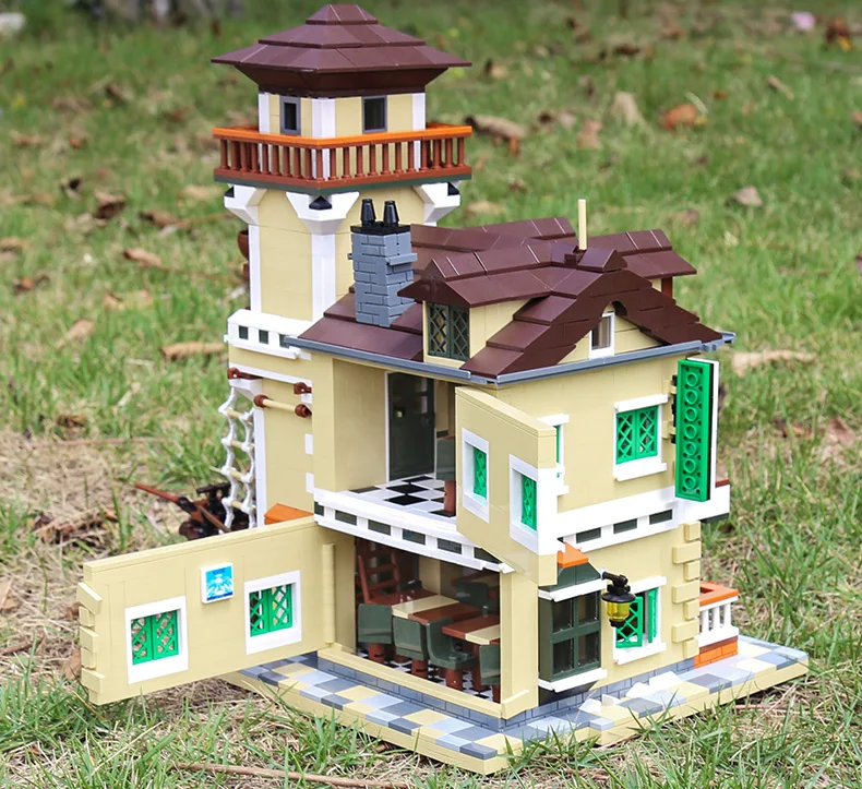 

2196PCS PG-12003 Creative Street View Fishing House Series Boat Hous Diner Building Blocks Bricks Kids Toys Chritmas Gifts