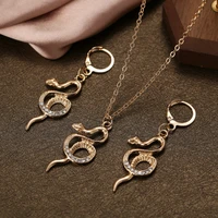 2 piece set creative snake shape necklace and earrings for women