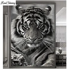 Алмазная мозаика с изображением тигра, животные черного и белого цвета, вышивка в эстетике дикой природы, настенные картины для гостиной, домашний декор, T198