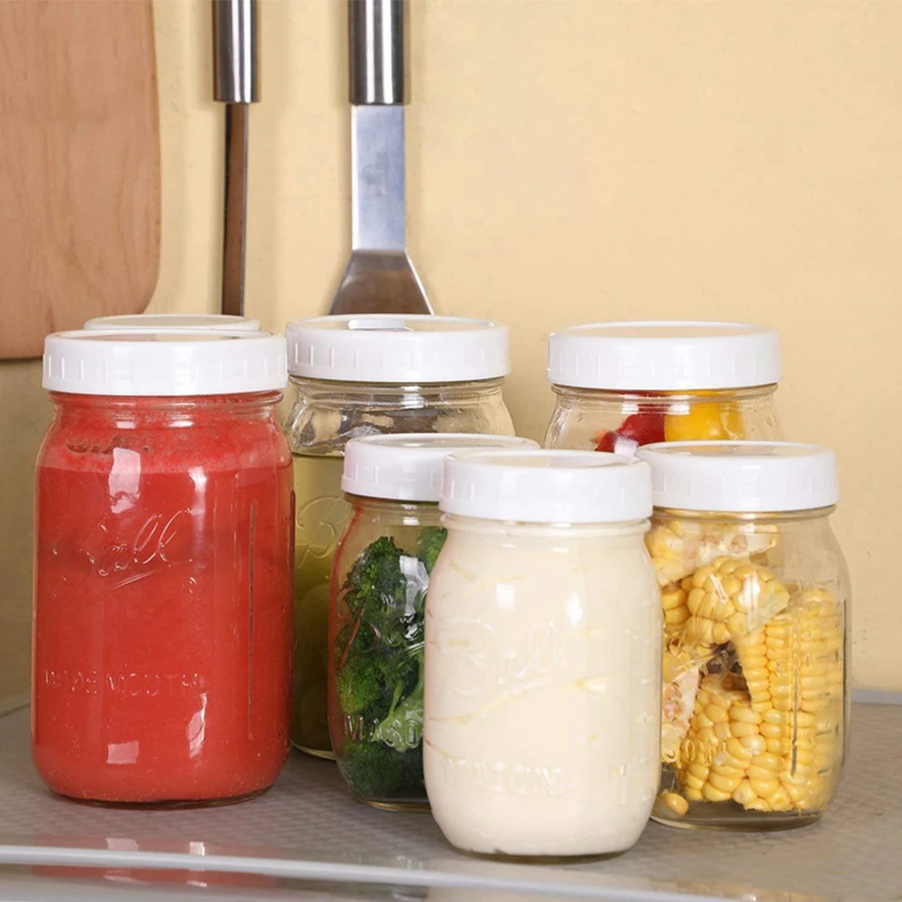 

3/12/24pcs 7mm White Plastic Storage Caps Jar Lids Cover Storage Caps Replacements Kitchen Storage Organization