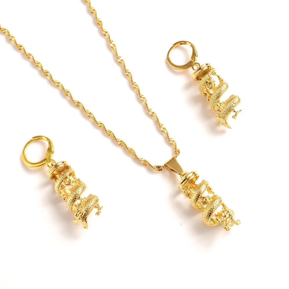 

Bangrui african dubai india arab Fashion Necklace Earring Set Women Party Gift Gold Color dragon Necklace Earrings Jewelry Sets