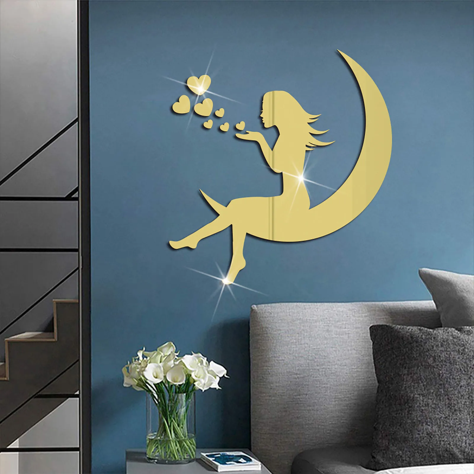 

New Decorative Film Wall Stickers 3D Valentine's Day Mirror Sticker Acrylic Waterproof Self-adhesive Paper наклейки на стену