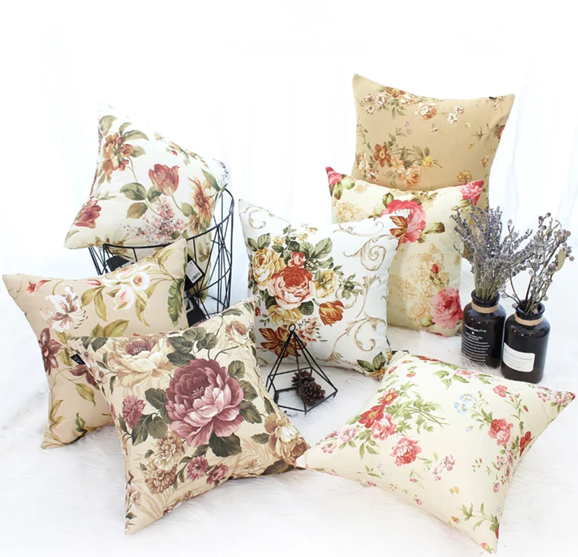 Американский стиль цветочный узор печатный бархат диван подушка простая спинка