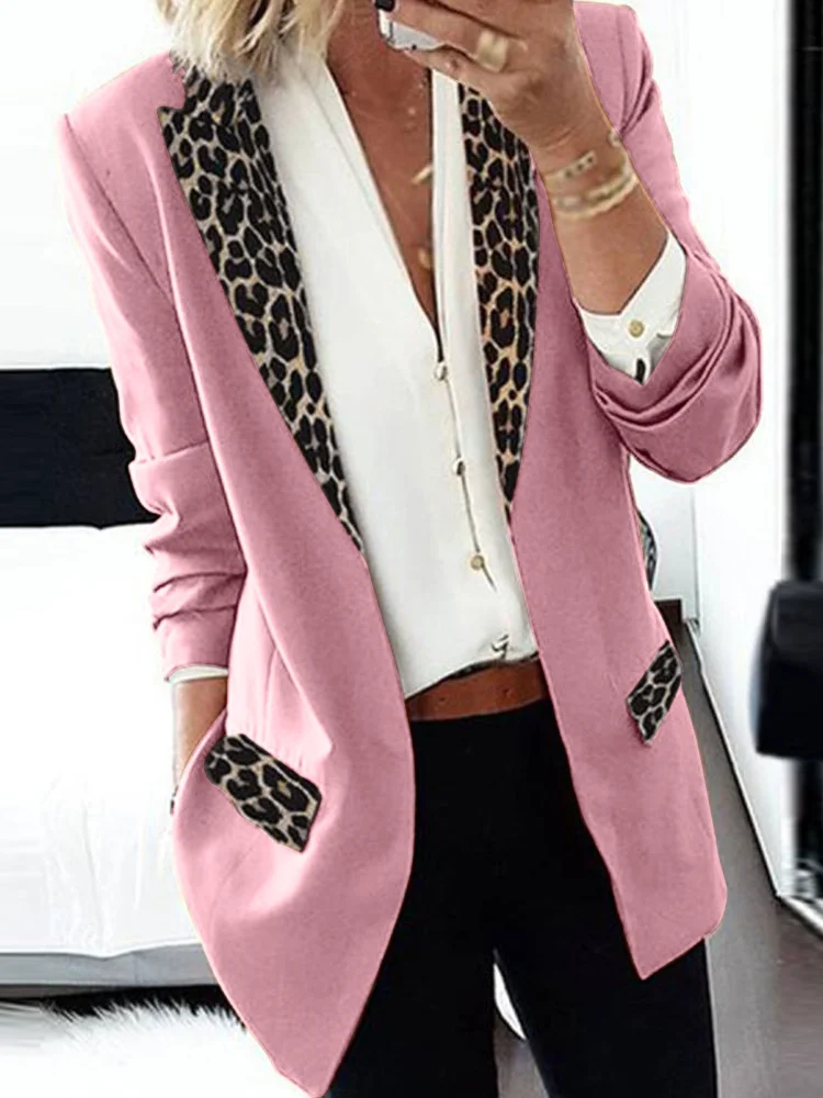 Женский костюм пальто весна-осень Новинка для отдыха модный Леопардовый с длинным рукавом маленький костюм женское пальто