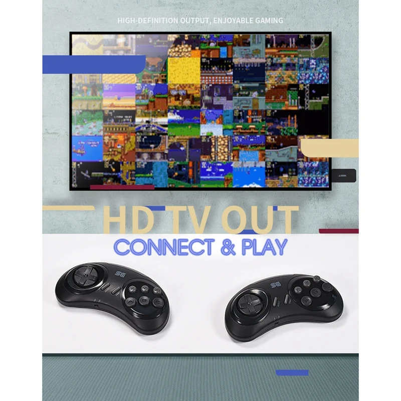 16-битная Беспроводная игровая консоль MD для Sega Genesis Game Stick HDMI-совместимая с 900