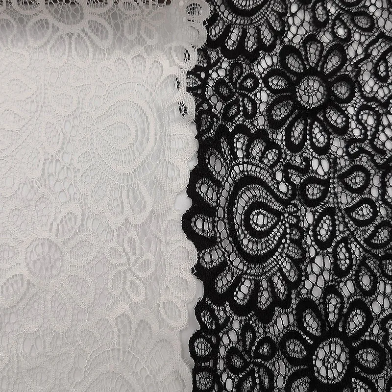 

3Yards 22cm Black White Lace Fabric DIY Crafts Sewing Suppies Decoration Accessories For Garments Elastic Lace Trim