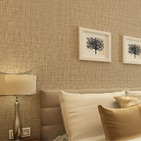 rustic straw texture pure color wallpaper modern simple plain retro non woven classic solid wall paper bedroom decorbrownbeige