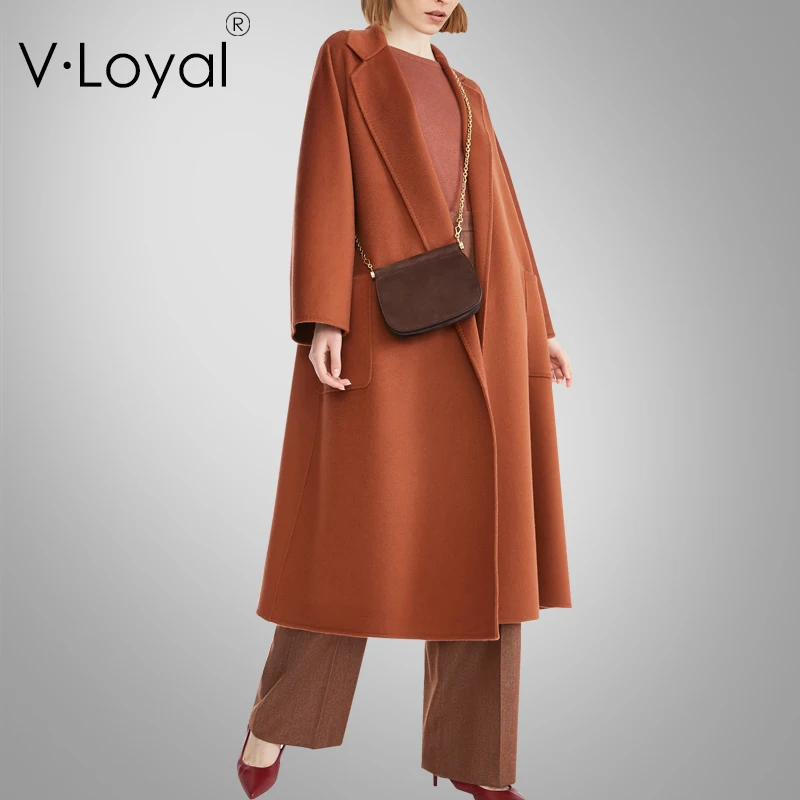 Новое модное двухстороннее кашемировое пальто из гофрированного материала с