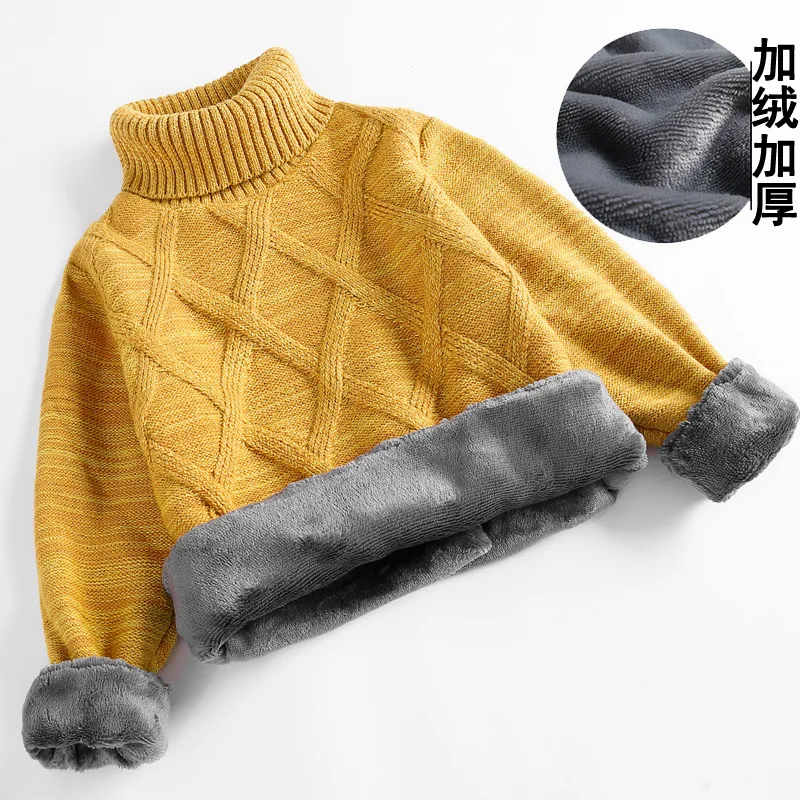 Новый осенне зимний пуловер для детей вязаная одежда плюшевый свитер с высоким