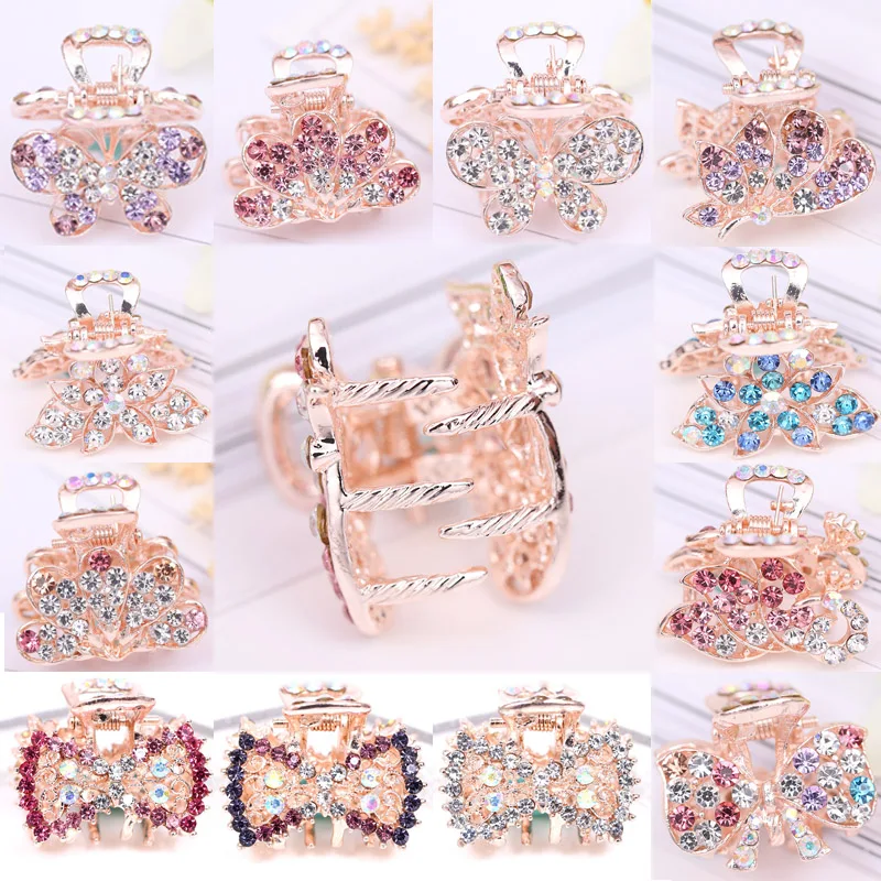 Hot Sale Flying Buterfly Hairpins Flowers 1PC Crown Peacock Crtstal Barrette Zircon Hair Accessories Bowknot Candy Colors |