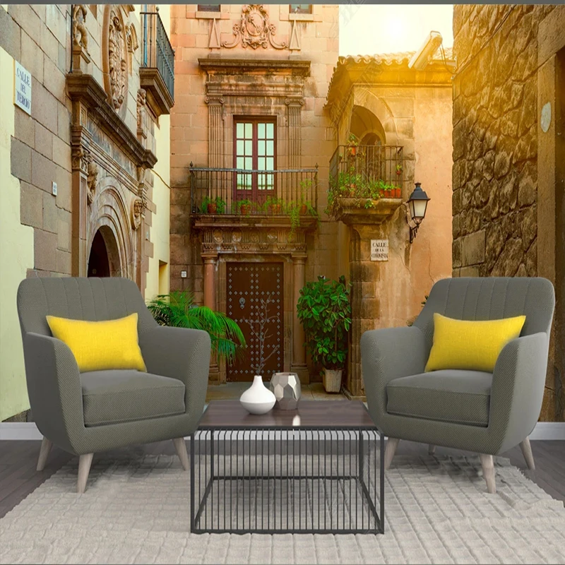 Пользовательские обои 3D Роспись городская архитектура уличный вид Модный