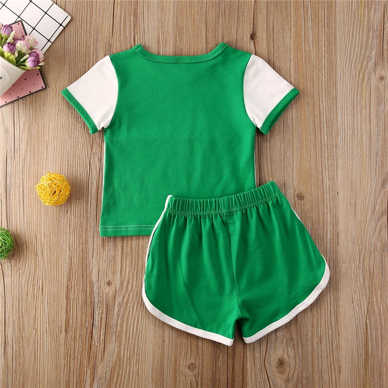 Модный трендовый Детский костюм из двух предметов пуловер с коротким рукавом и