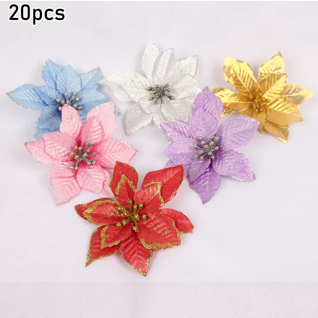 

Xmas Christmas Glitter Flower Decor Holiday Seasonal Decoration Wedding