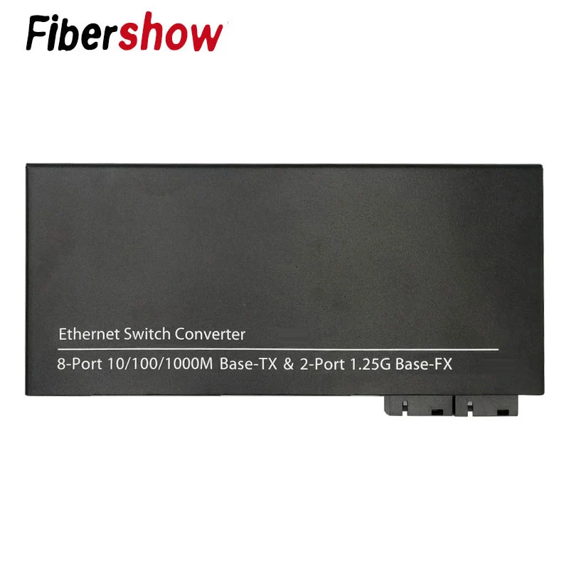Волоконно оптический медиаконвертер гигабитный Ethernet коммутатор 8 RJ45 UTP и 2