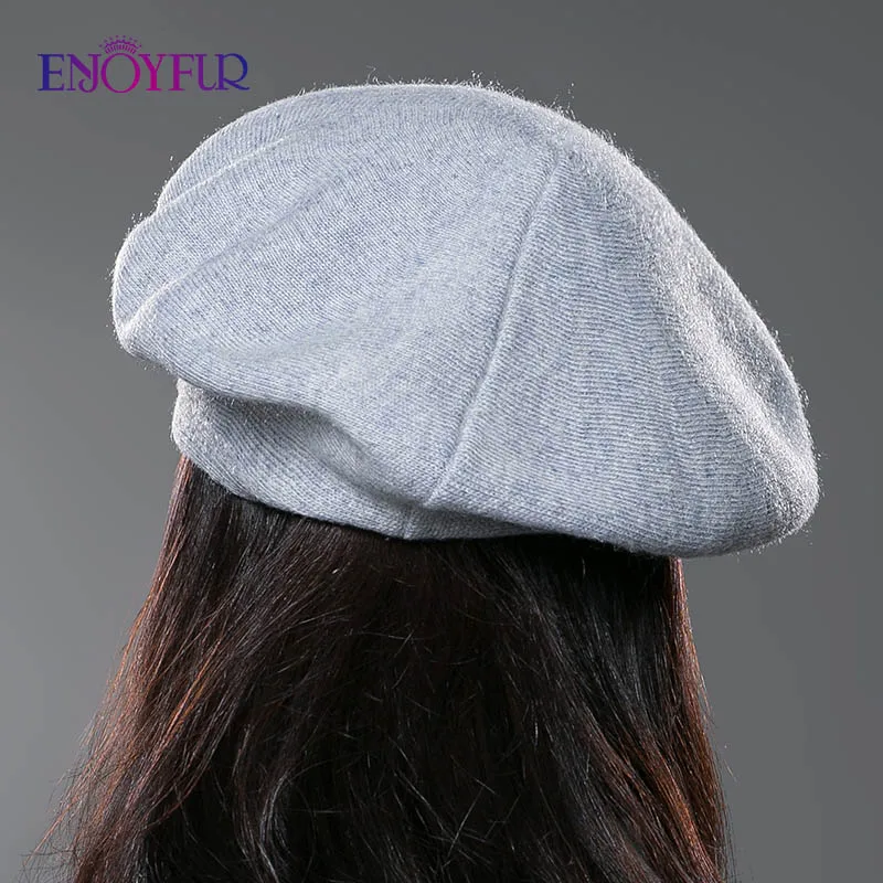 Женский вязаный берет ENJOYFUR хлопковый с подкладкой для зимы 2019|beret hat|ladies beret hatsladies