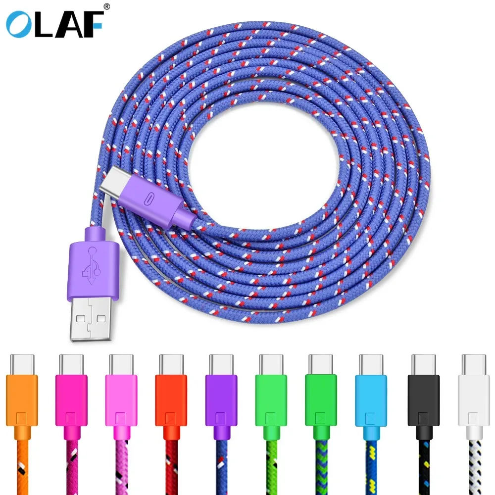 OLAF Fast Charging Nylon Weave Type USB C Cable For Samsung Galaxy S10 S9 S8 Plus Data for Xiaomi Redmi Note 7 MI 9 8 | Мобильные