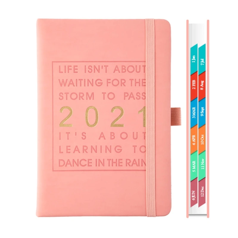 

Agenda 2021 Jan-Dec English Language Notebook Leather Planner Efficiency Journal