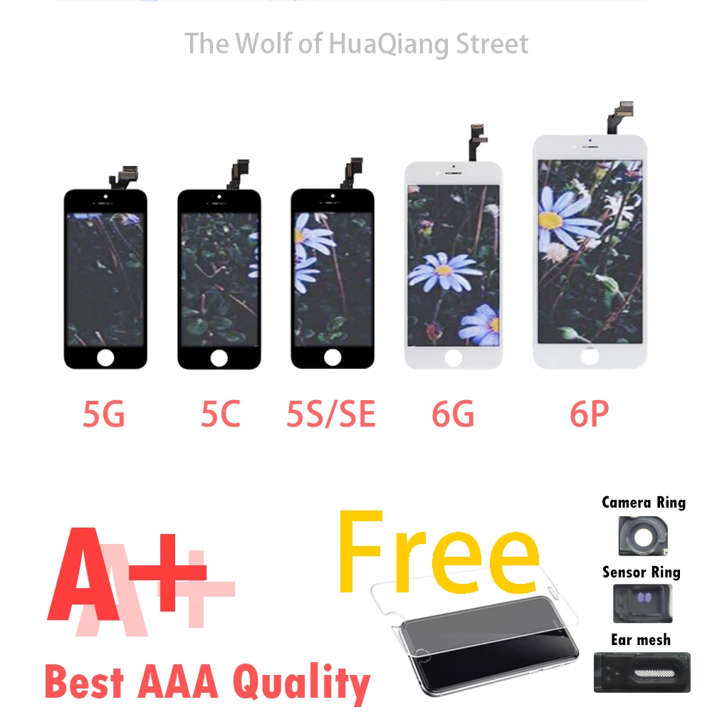 AAA Tianma ЖК дисплей для iPhone 5 5S 5C с сенсорным экраном дигитайзер сборка Замена 6 6plus