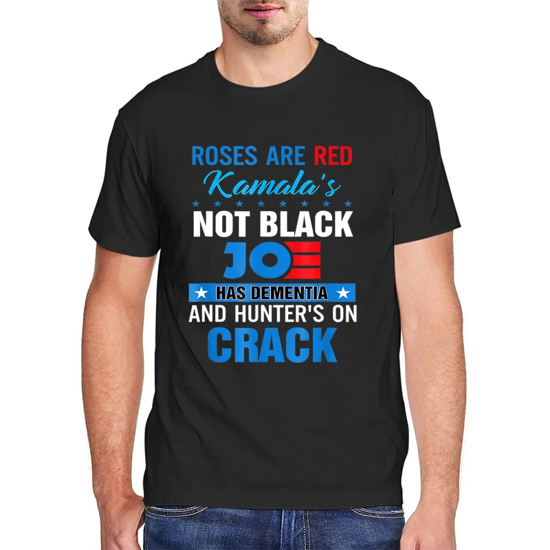

New Unisex Tee Biden Roses Are Red Kamalas Not Black Joe T Shirt Men Women Clothes Funny Graphic T Shirt 100% Cotton Female Top