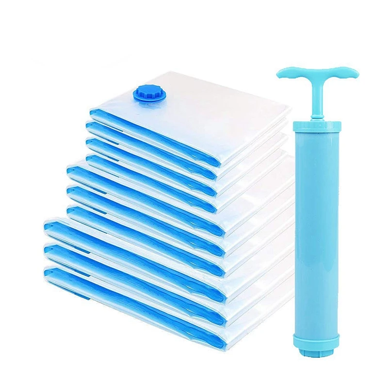 Новые 10 шт вакуумные пакеты для хранения пылесос путешествий с вакуумным насосом