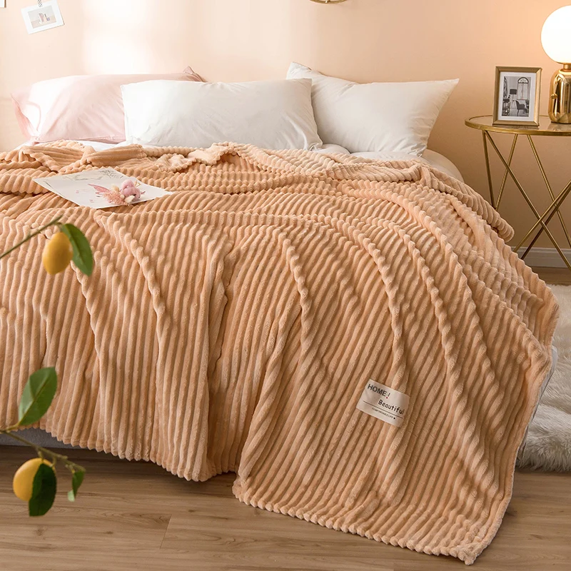

Solid Blankets for Beds Soft Sherpa Blanket Thick Flannel Warm Blanket Plaid On The Sofa Fleece Blanket