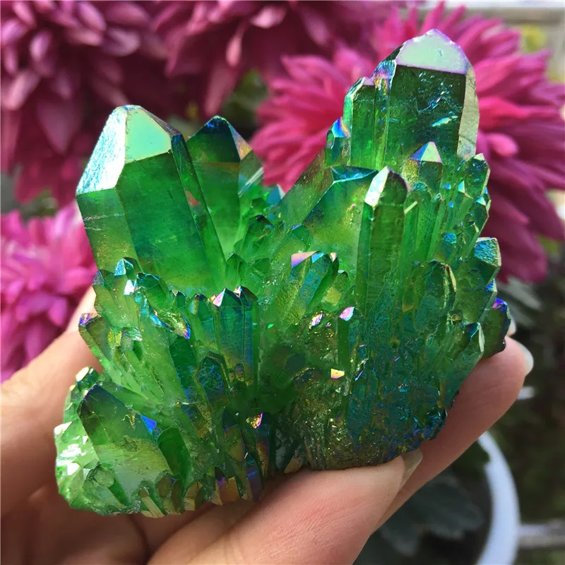 1pcs Natural crystal quartz Rare beautiful flame aura quartz crystal cluster Ore Mineral Healing Specimens Random delivery