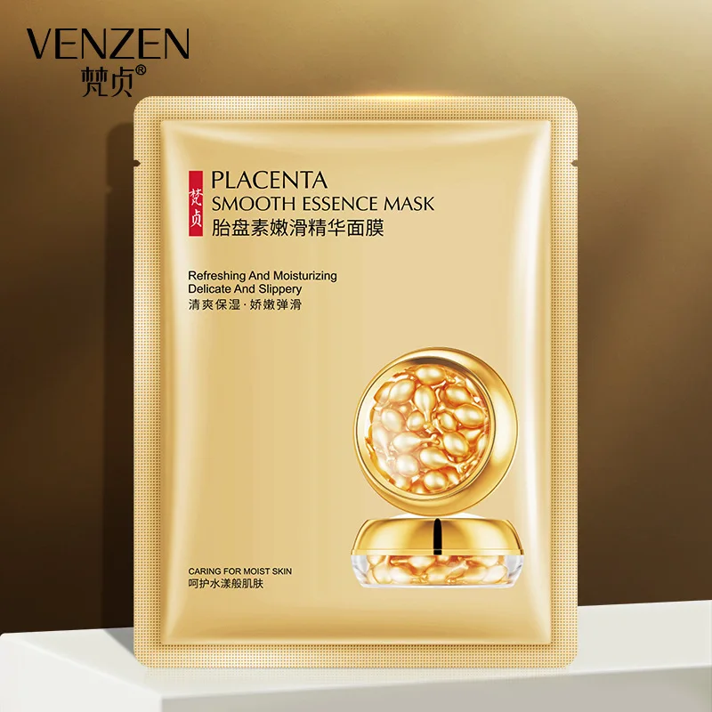 

Venzen Placenta Whitening Essence Mask Brightens Skin Color Refreshing Oil-Control Hydration Mask-Piece Facial Care