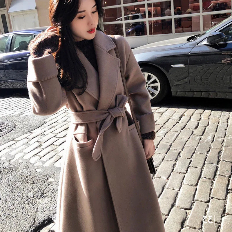 Hot Sale 2019 Fashion Women Artificial Woolen Coat Female Autumn Winter Slim Fit Wool Coats Warm Elegant Windproof IE998 | Женская