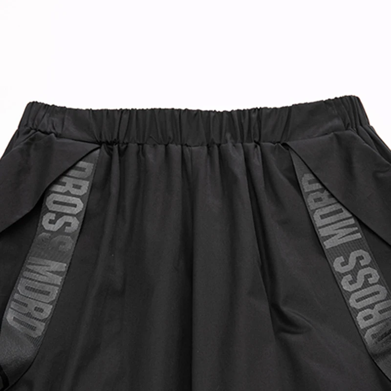 

CHICEVER Black Calf Length Trousers For Women High Waist Patchwork Letter Plus Size Wide Leg Pant Female 2021 Spring Clothes New