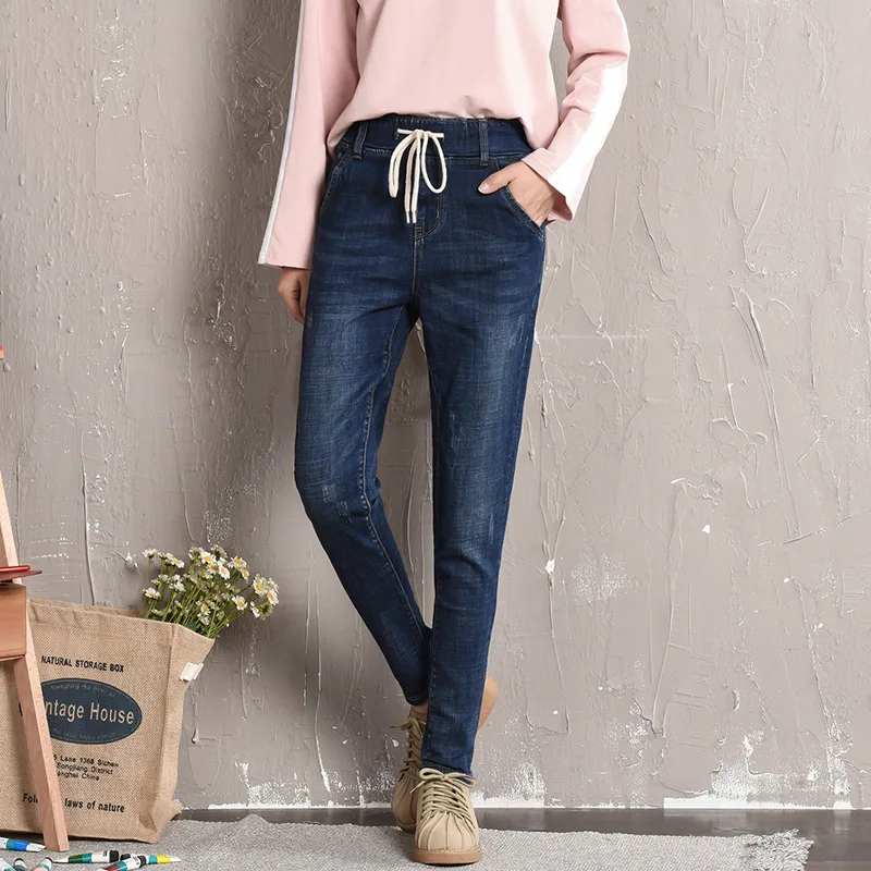 Ray Dtun Весна плюс размер модные отбеленные винтажные средняя талия полная длина