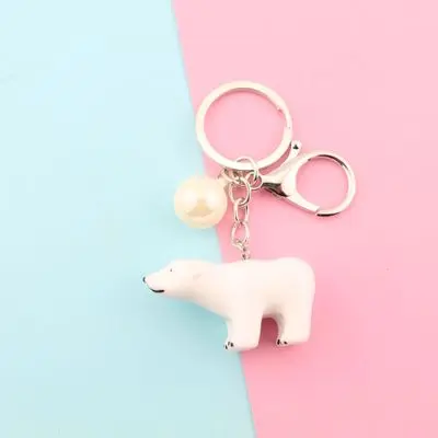 Polar bear Милый аниме-брелок для ключей Медведь Печать дельфин брелки Пингвин сумка с Китом Шарм для девочек брелок для ключей креативный подарок Kpop аксессуары - Цвет: Polar bear