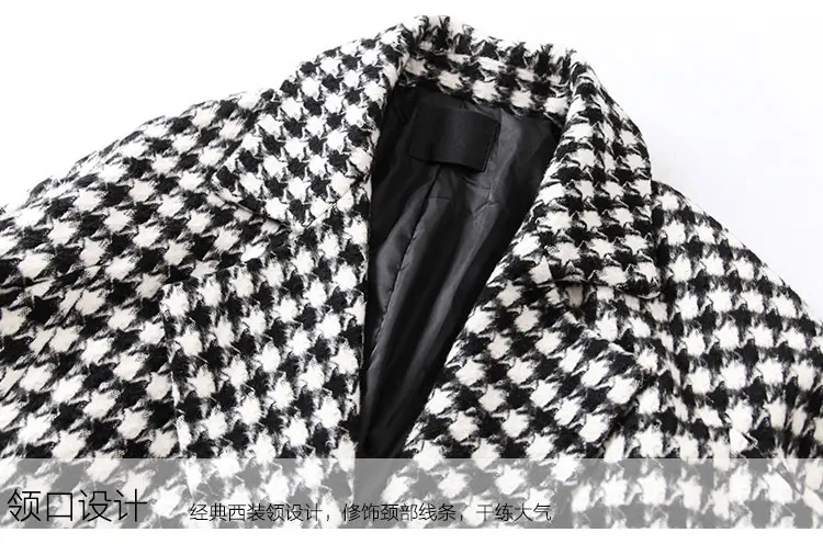

Woolen Plaid Coat Women's Mid-length Over The Knee 2020 Autumn Winter Temperament Overcoat New Korean Loose Thick Woolen Coat