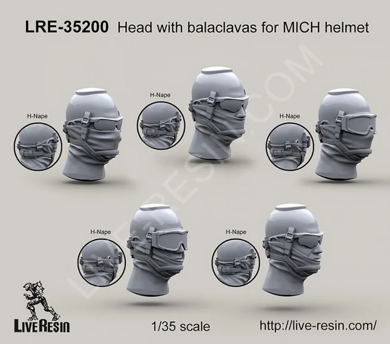 Живая Смола LRE 35200 1/35 голова с балаклавой для MICH helmet|Наборы сборки моделей| |