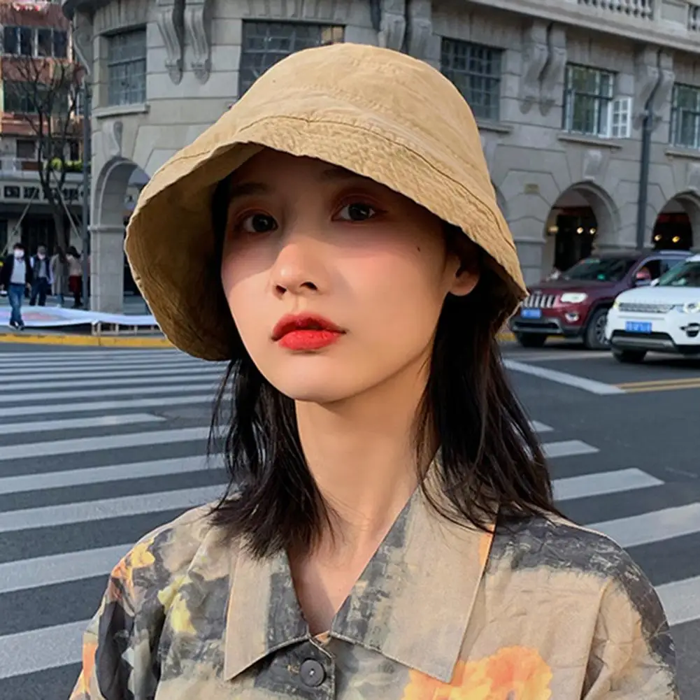 

2021 Fashion Solid Color Warped Edge Travel Hat Women Wide Brim Elastic UV Protection Sun Hat Fashion Accessories for Outdoor