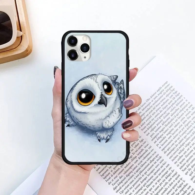 

Cute Animal Owl painting Phone Case for iPhone 11 12 pro XS MAX 8 7 6 6S Plus X 5S SE 2020 XR Luxury brand shell funda coque