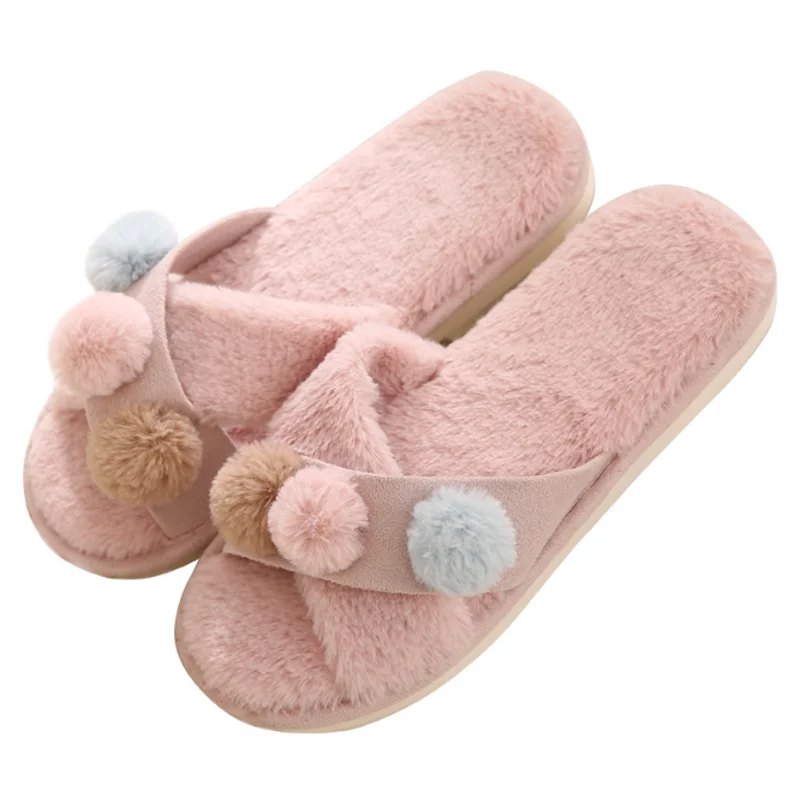 ПП хлопок красивая акция плюшевые тапочки с бантом домашние домашняя обувь для