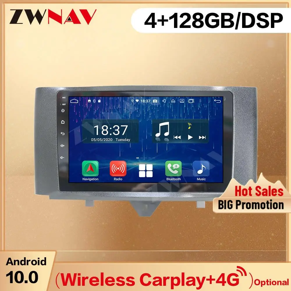 

128G Carplay 2 Din For Benz SMART 2011 2012 2013 2014 2015 Android 10.0 Screen Player Audio Radio GPS Navi Head Unit Auto Stereo
