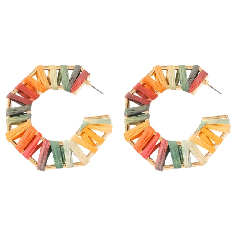colorful 2 Женские серьги-кольца с разноцветными бусинами, большие круглые висячие серьги в богемном стиле, массивные Висячие серьги, аксессуары для ушей E68411 - Окраска металла: colorful 2