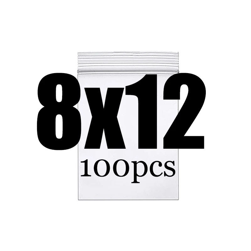 8x12CM 100PCS Высококлассные толстые прозрачные пакеты на молнии с застежкой-молнией, пищевая посылка, сумка для хранения, прозрачная пластиковая маленькая упаковочная полиэтиленовая сумка на молнии - Цвет: 8x12CM 100PCS