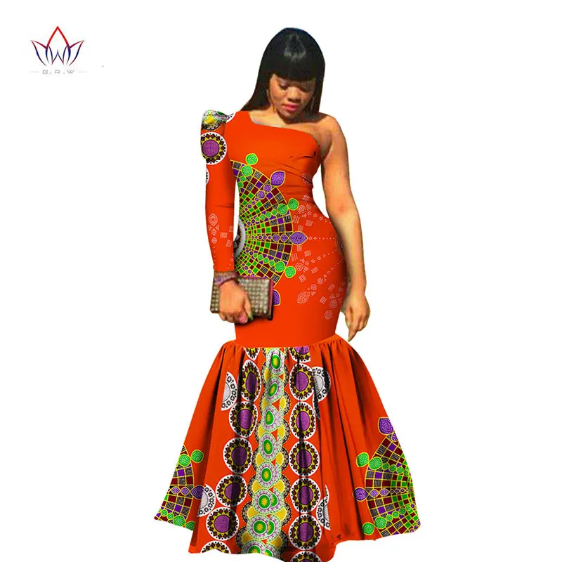 Женское платье с принтом в африканском стиле летнее на одно плечо длинным