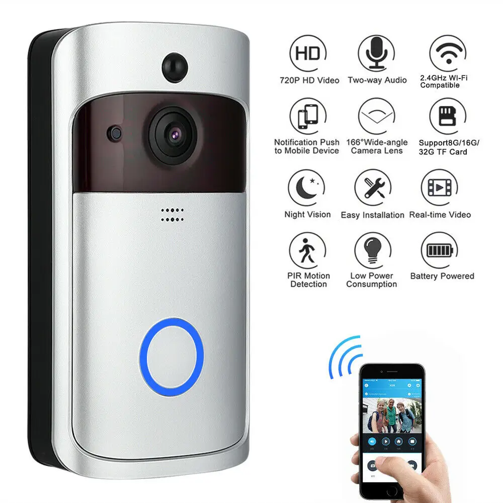 Умный видеодомофон 1080P Wi Fi беспроводной дверной звонок для квартир телефона