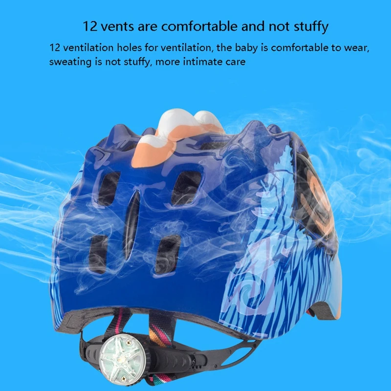 

Kids Bike Helmet Cartoon Dinosaur Adjustable Size Safety Skateboard Ski