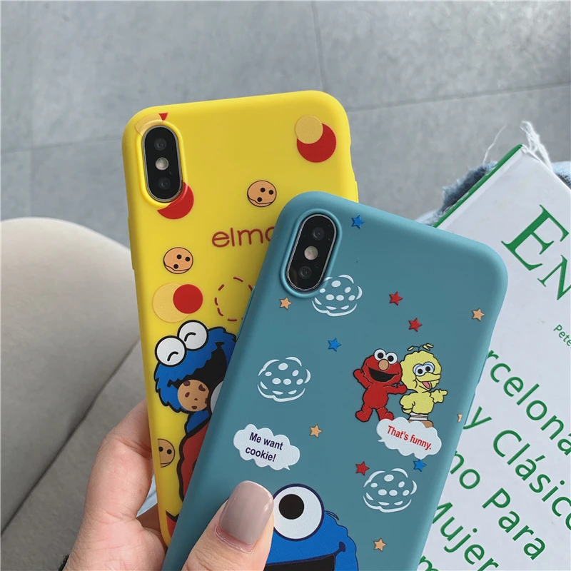 Мультяшный милый чехол для телефона с изображением улицы Сезам iPhone 6 6s 7 8 Plus X Xs MAX XR