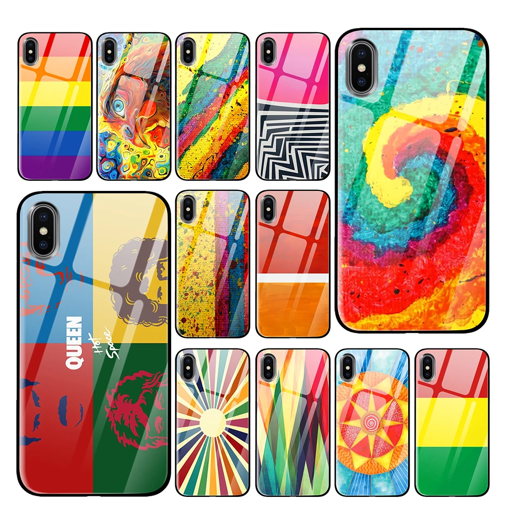 Закаленное стекло радужных цветов для iPhone 5 5S SE 6 6s 7 8 Plus X XS Max XR закаленное чехлы